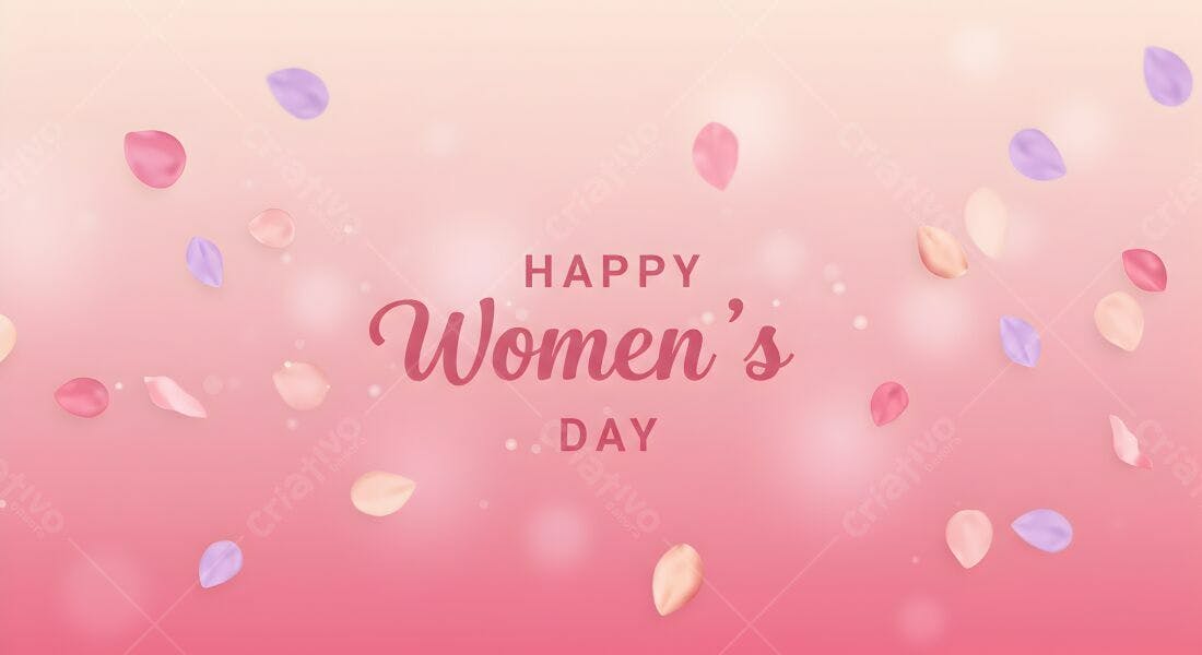 Dia Internacional da Mulher pétalas rosa