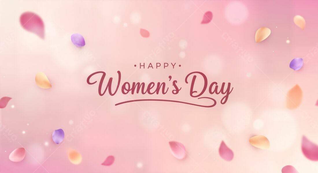Feliz Dia da Mulher pétalas rosa
