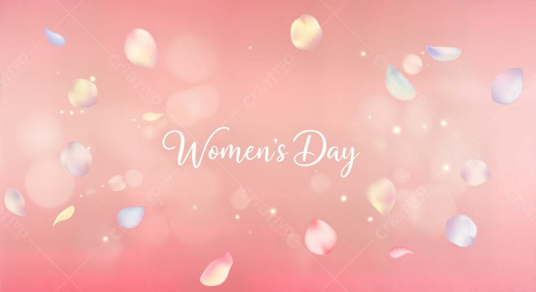 Dia Internacional da Mulher pétalas rosa