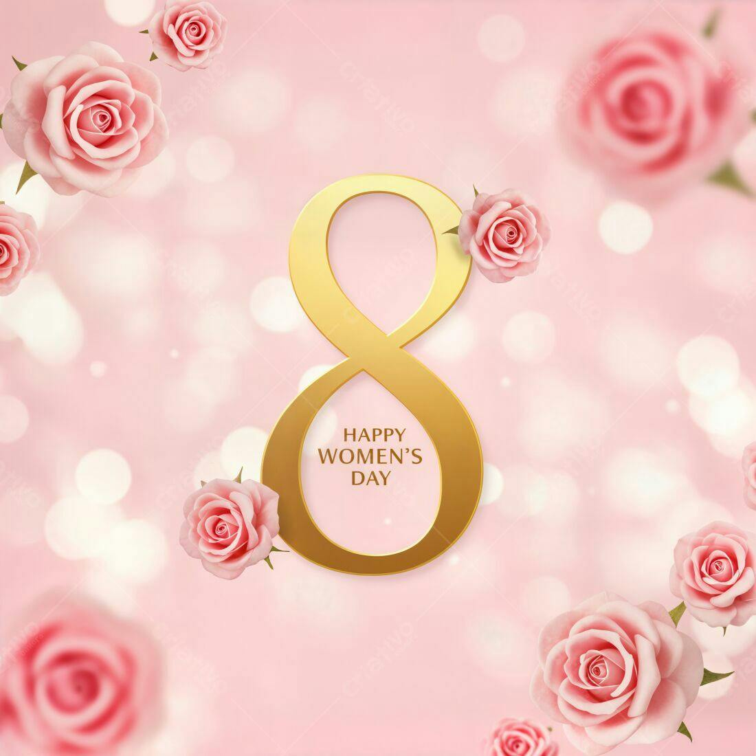 Dia Internacional da Mulher Rosas Douradas