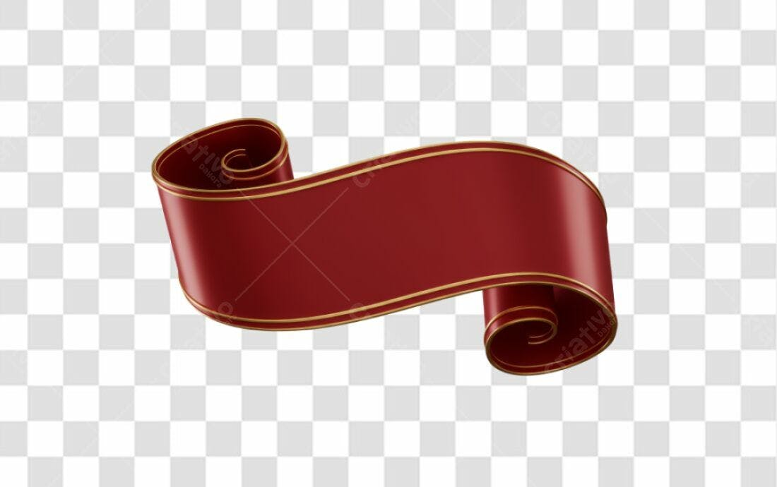 Banner Fita Vermelha e Dourada PNG com fundo transparente