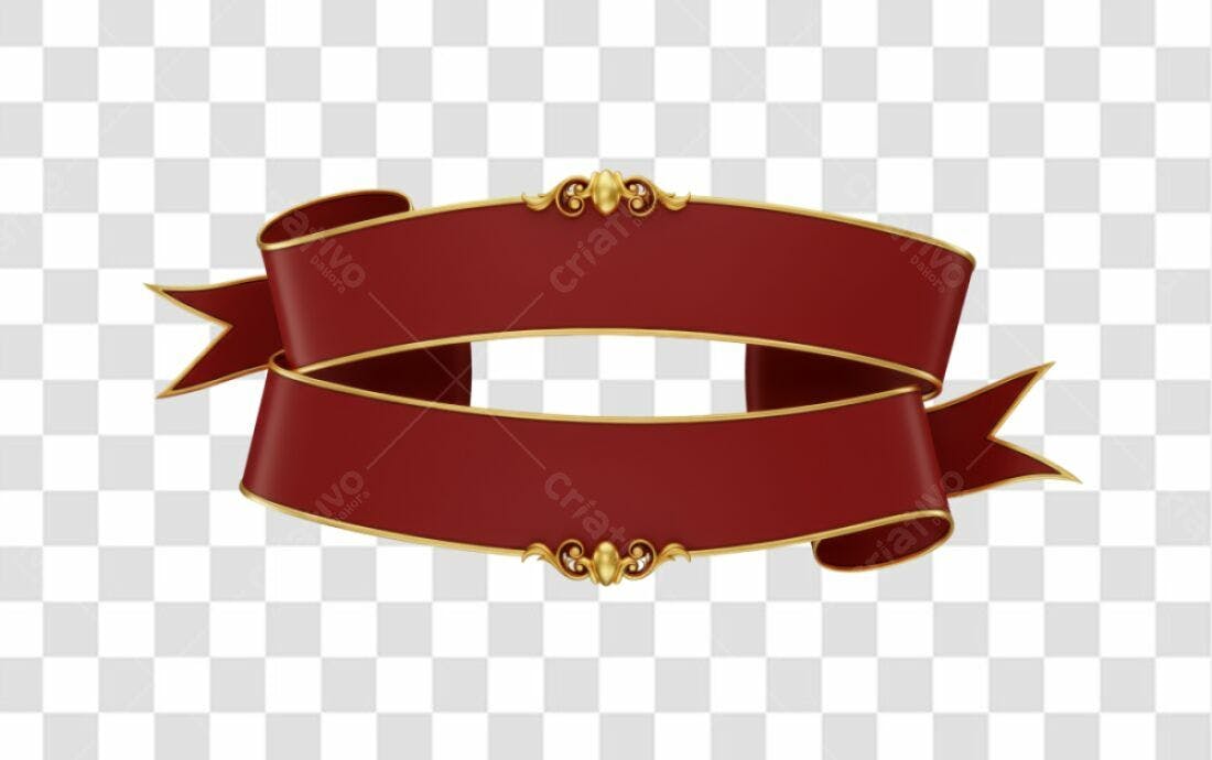 Banner Fita Bordô e Dourada PNG com fundo transparente