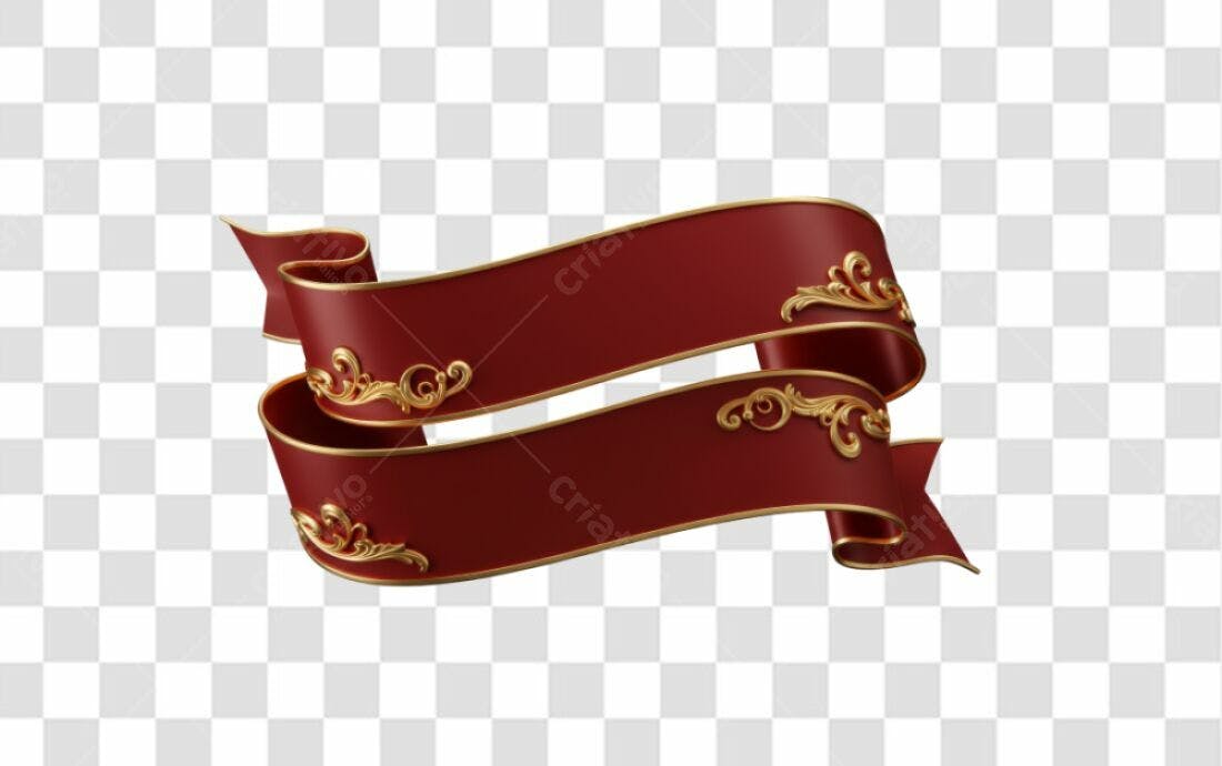 Banner Fita Bordô e Dourada PNG com fundo transparente