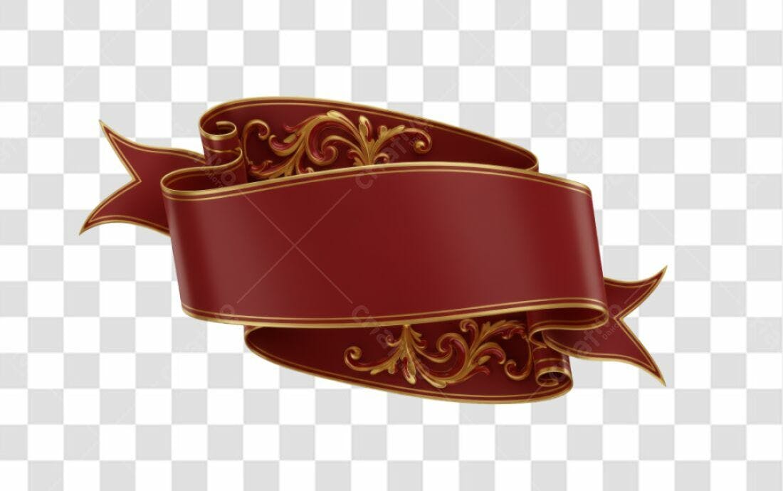 Banner Fita Vermelha e Dourada PNG com fundo transparente
