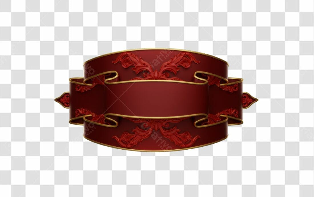 Banner Fita Vermelha e Dourada PNG com fundo transparente