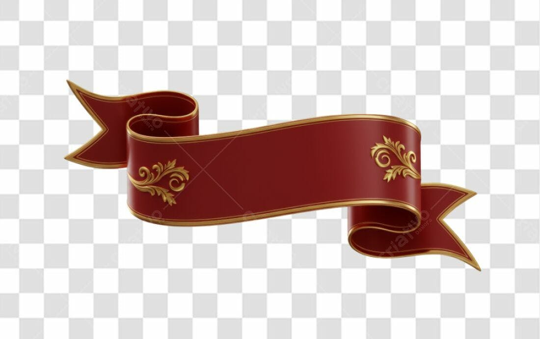 Banner Fita Vermelha e Dourada PNG com fundo transparente