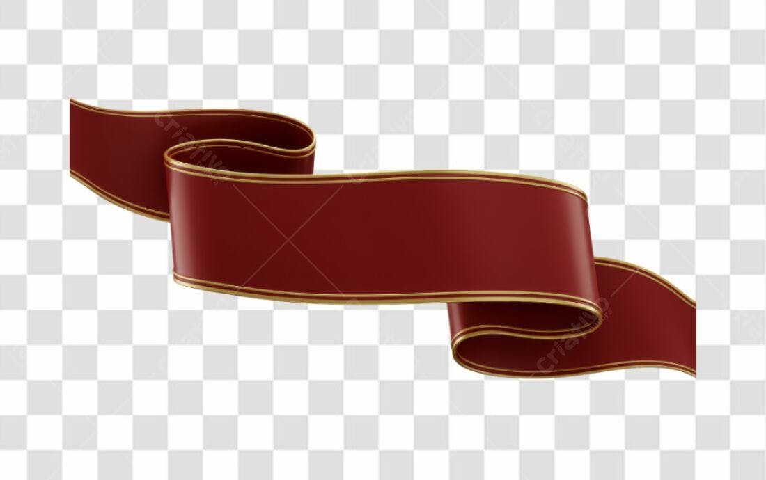 Banner Fita Vermelha e Dourada PNG com fundo transparente