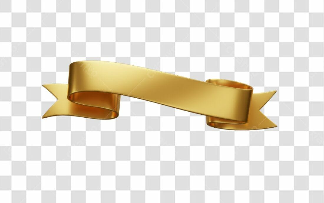 Banner dourado elegante PNG com fundo transparente