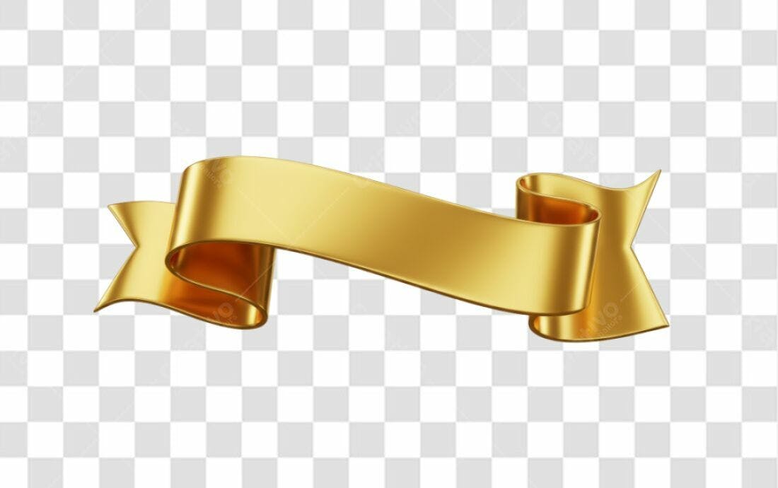 Banner dourado elegante PNG com fundo transparente
