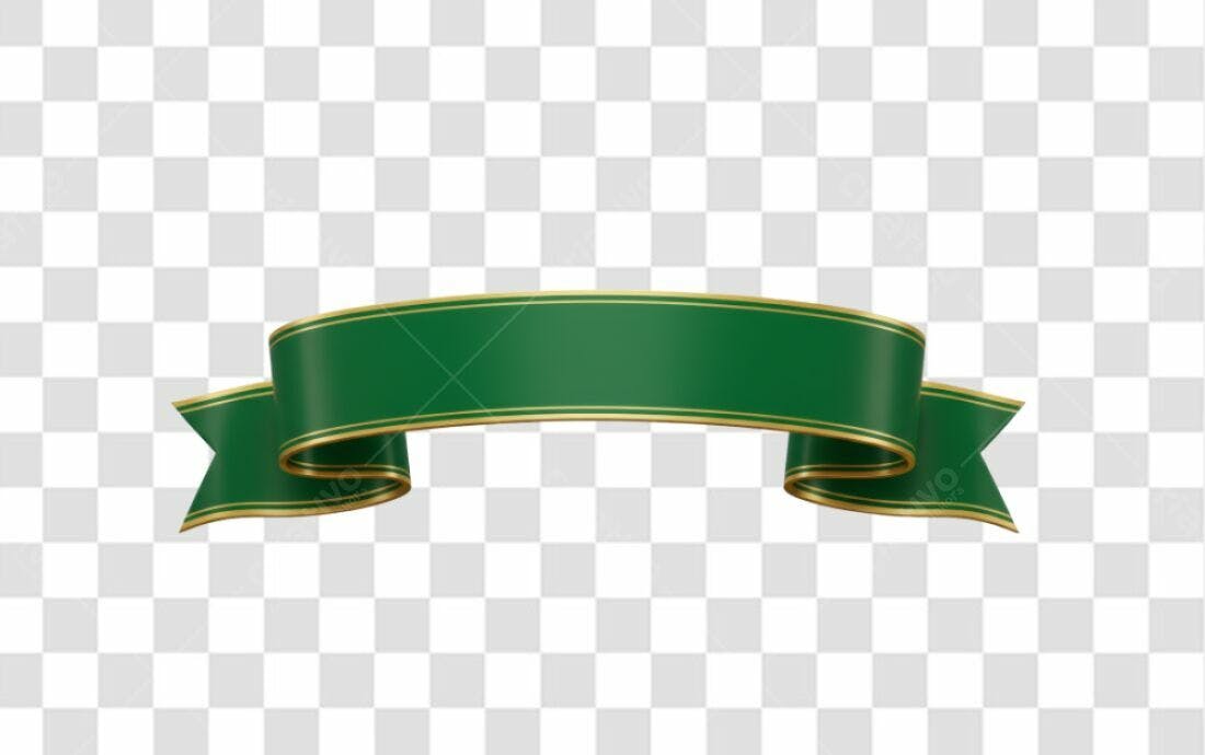Banner Fita Verde Dourada PNG com fundo transparente