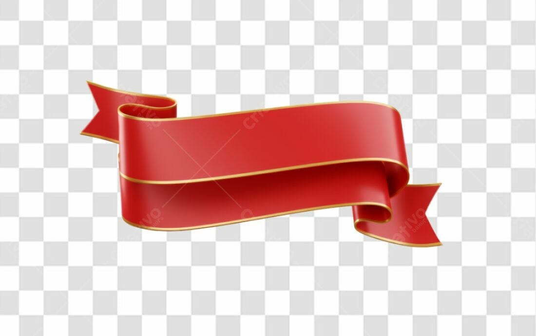 Banner vermelho e dourado PNG com fundo transparente