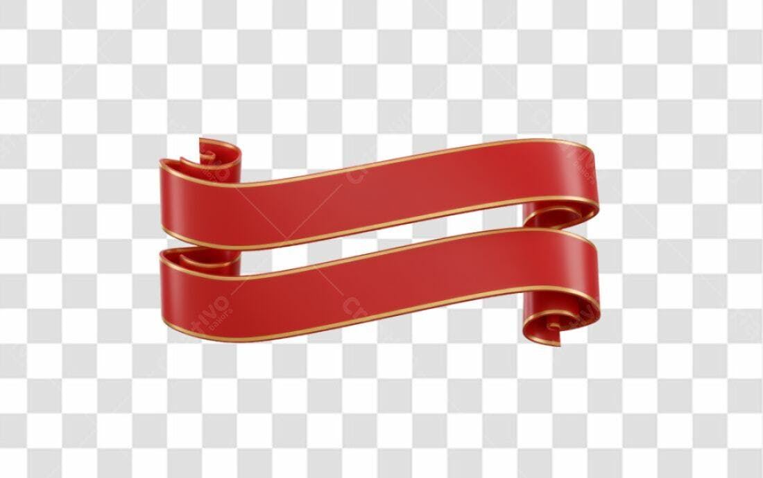 Banner Fita Vermelha e Dourada PNG com fundo transparente