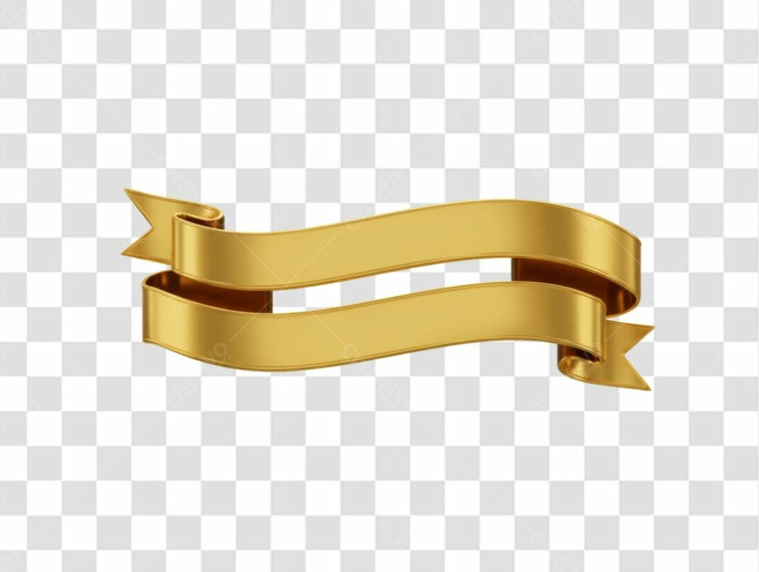 Banner dourado elegante PNG com fundo transparente