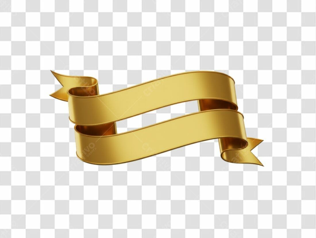 Banner dourado elegante PNG com fundo transparente