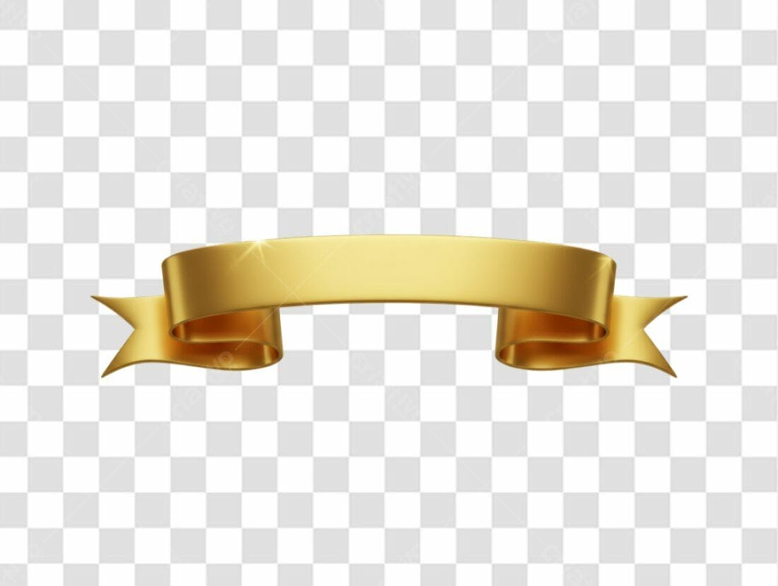 Banner dourado elegante PNG com fundo transparente