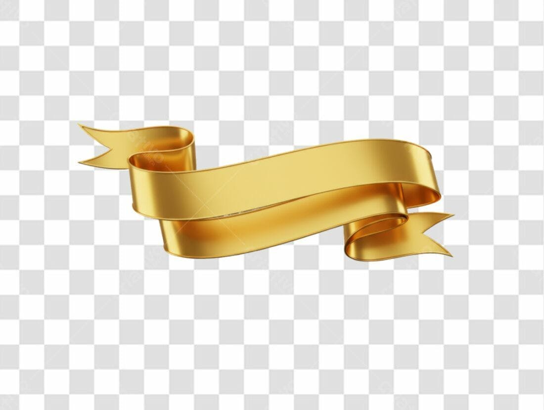 Banner Ouro Fita PNG com fundo transparente