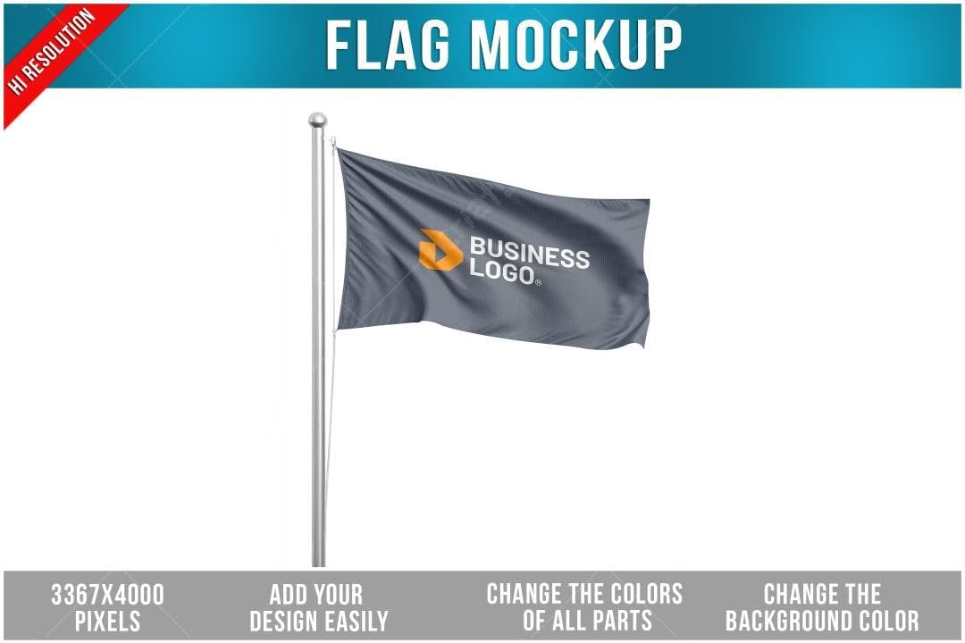 Mockup de Bandeira Cinza com Logo para Negócios