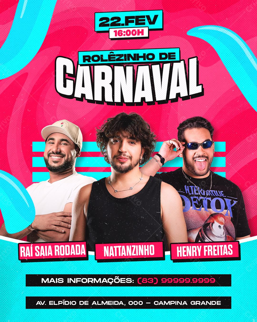 Flyer para Rolêzinho de Carnaval PSD Editável