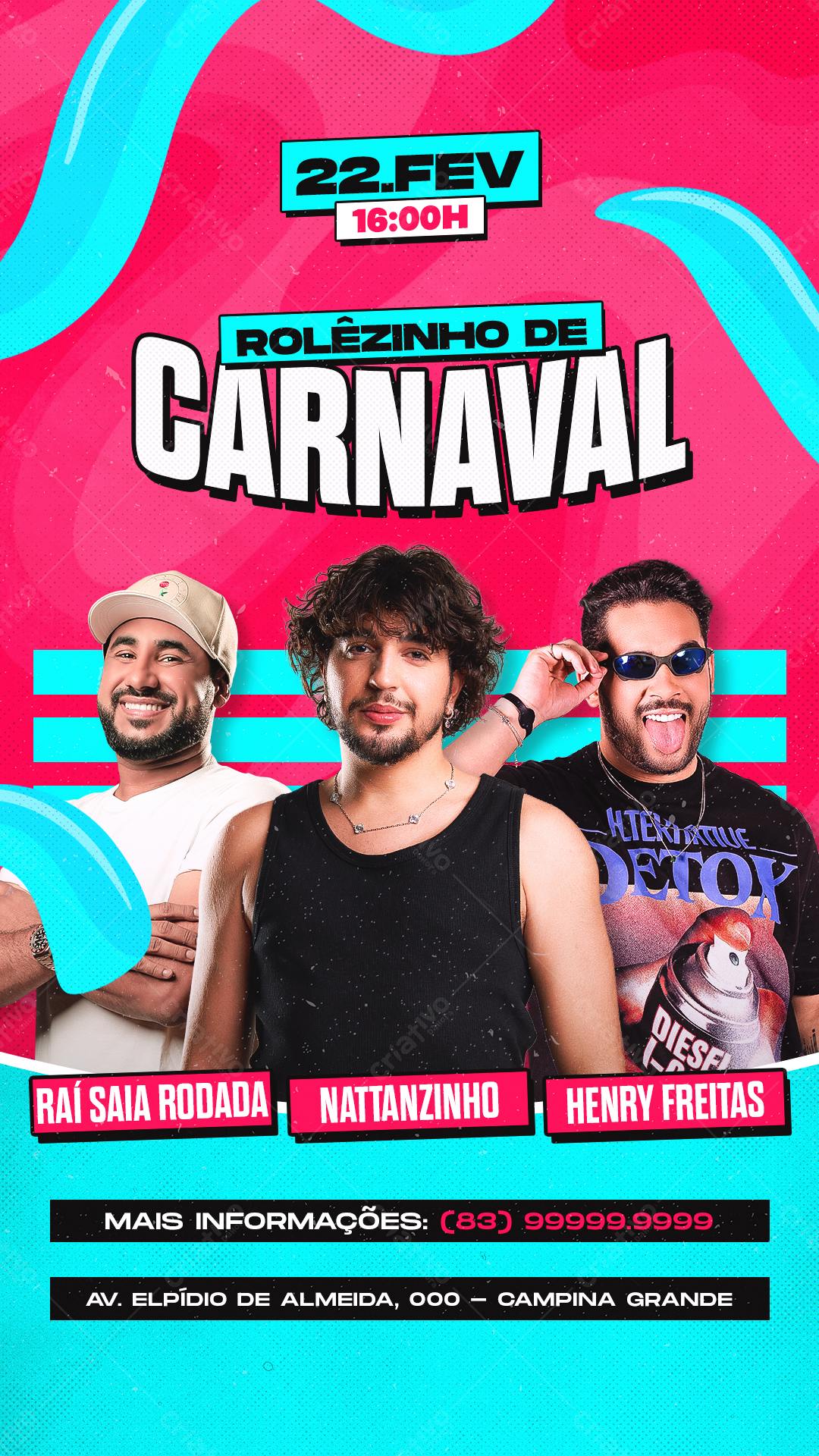 Flyer Rolêzin de Carnaval 22 de Fevereiro PSD Editável