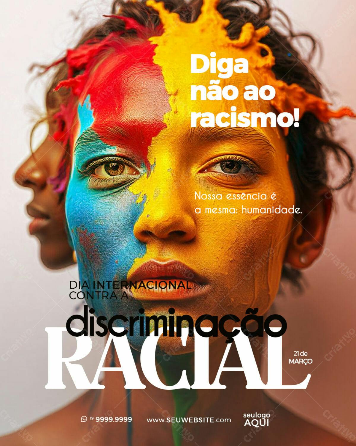 Flyer Dia Internacional Contra a Discriminação Racial PSD Editável