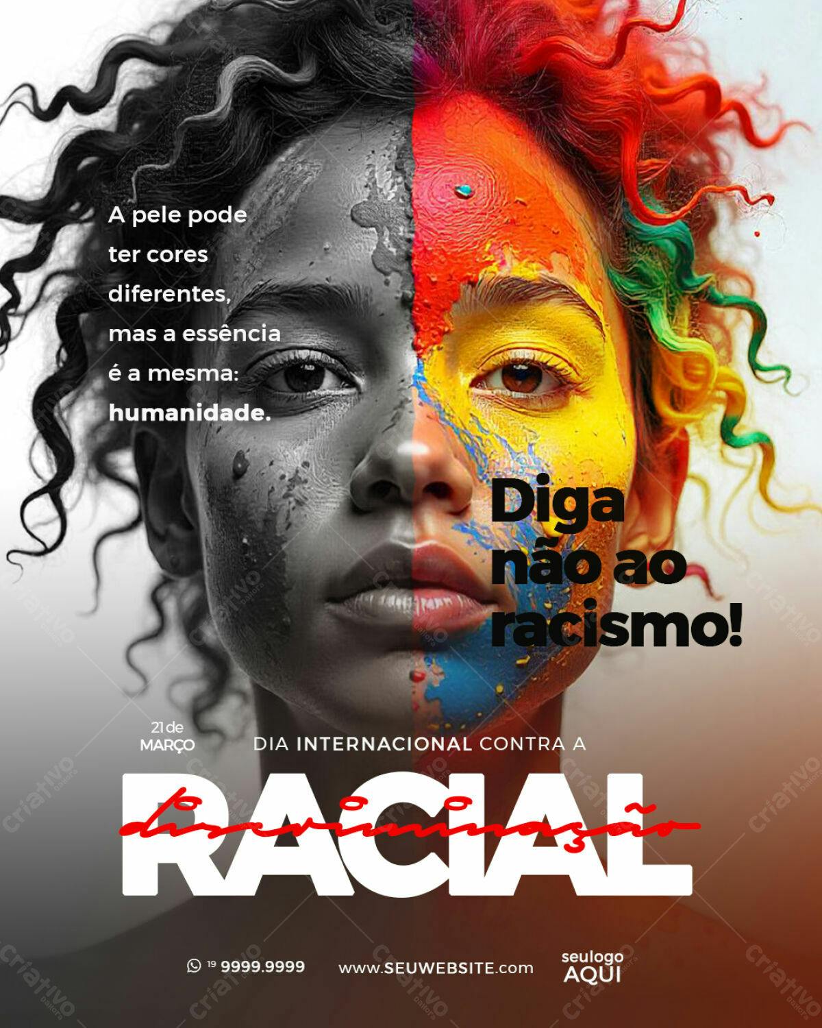 Flyer Dia Internacional Contra o Racismo 21 de Março PSD Editável