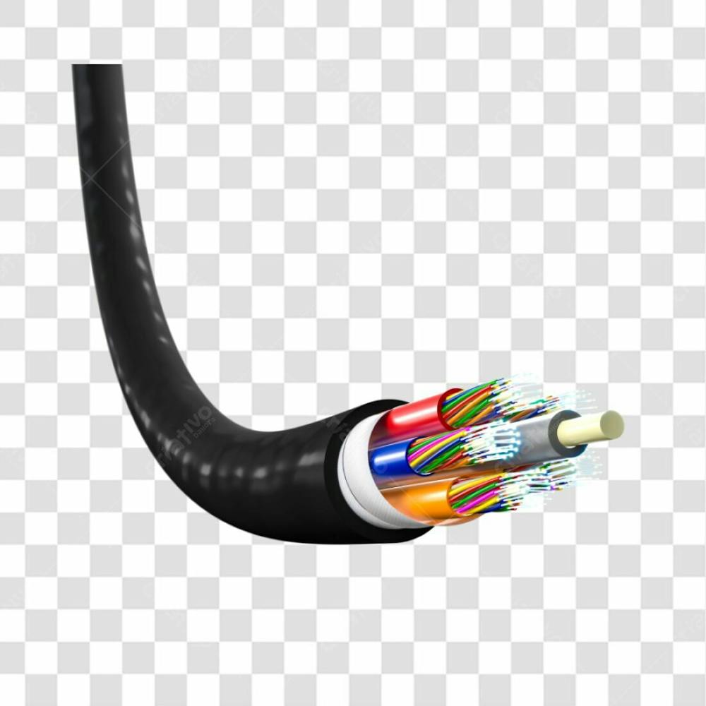 Png Cabo De Fibra Óptica Preto Isolado Em Branco