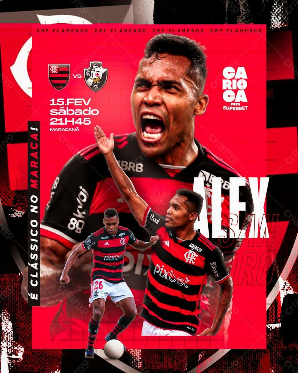 Arte Futebol Flamengo X Vasco Campeonato Carioca 2025