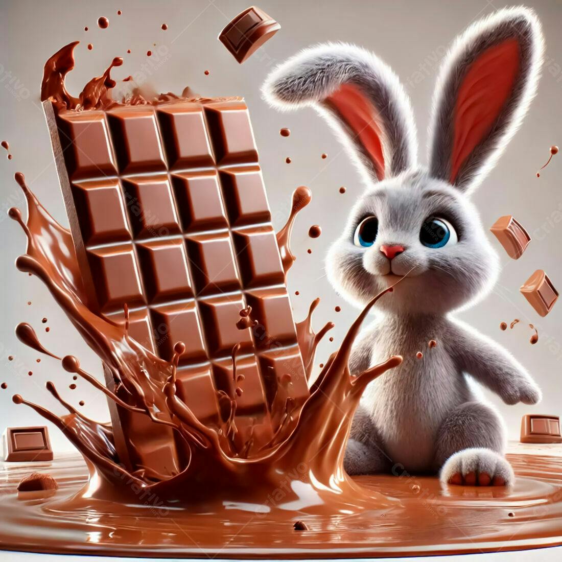 Coelhinho e chocolate derretido