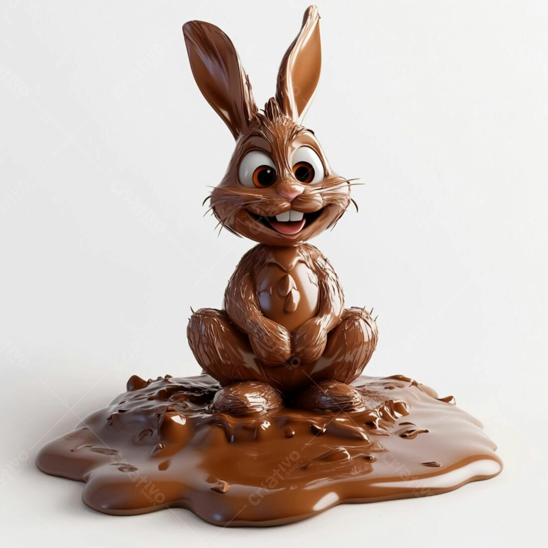 Coelho de chocolate derretido na Páscoa
