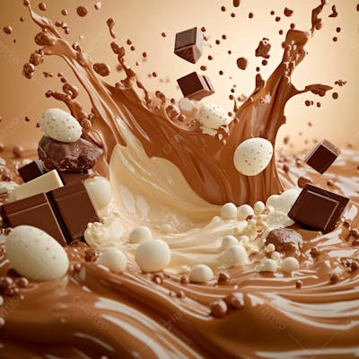Imagem De Fundo Chocolate Ao Leite E Branco Com Pedaços De Chocolate
