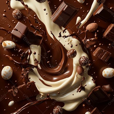 Imagem De Fundo Chocolate Ao Leite E Branco Com Pedaços De Chocolate