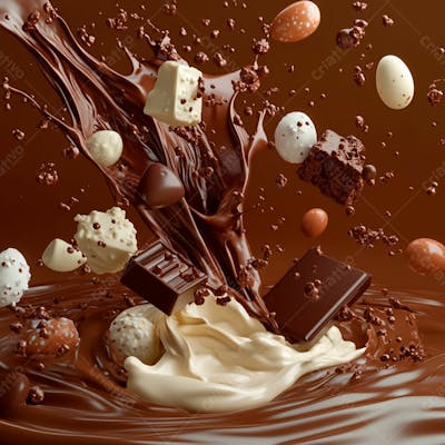 Imagem De Fundo Chocolate Ao Leite E Branco Com Pedaços De Chocolate