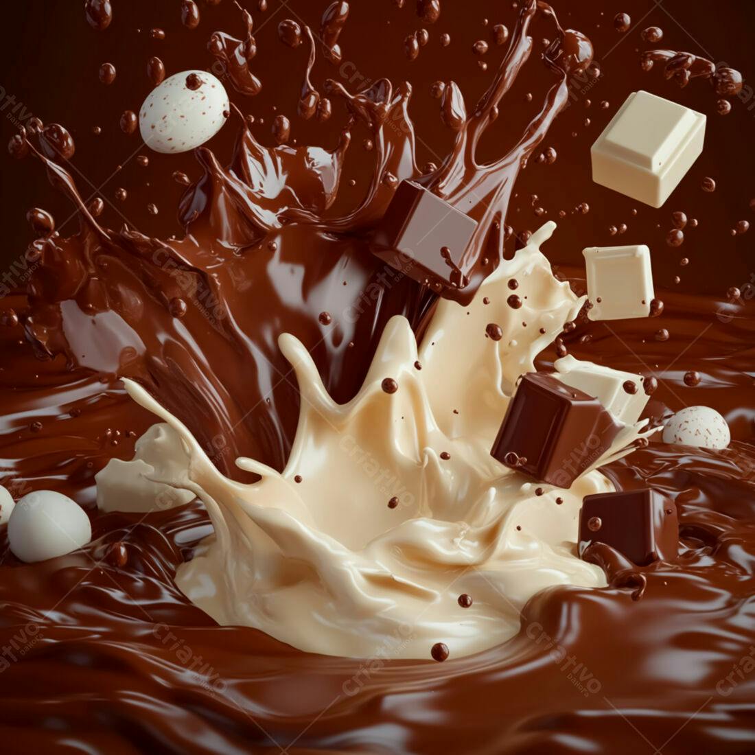 Chocolate ao leite e meio amargo em explosão