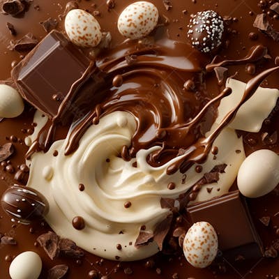 Imagem De Fundo Chocolate Ao Leite E Branco Com Pedaços De Chocolate