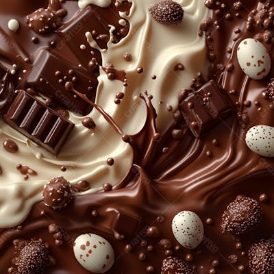 Imagem De Fundo Chocolate Ao Leite E Branco Com Pedaços De Chocolate