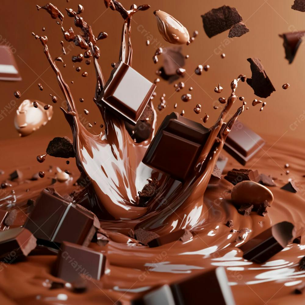 Imagem De Fundo Com Pedaços De Chocolate E Salpicos