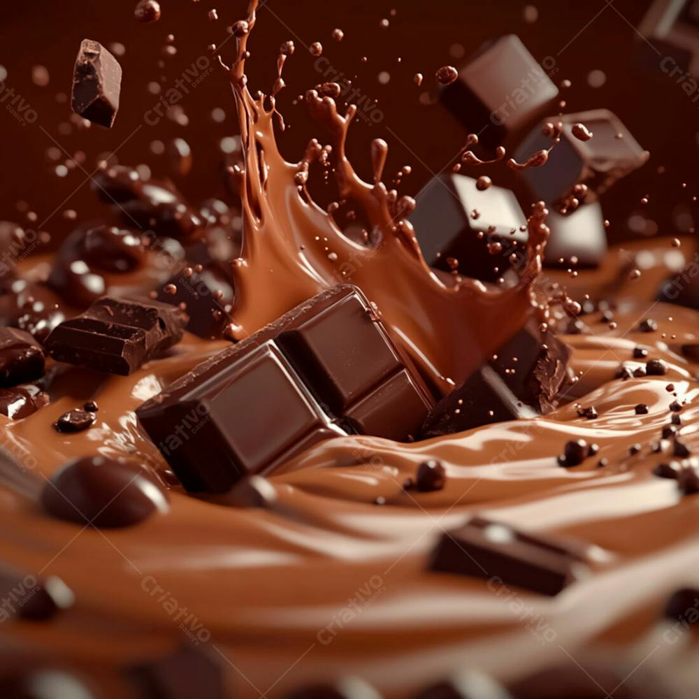 Imagem De Fundo Com Pedaços De Chocolate E Salpicos