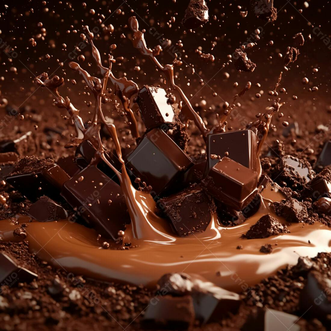Chocolate derretendo em pedaços saborosos