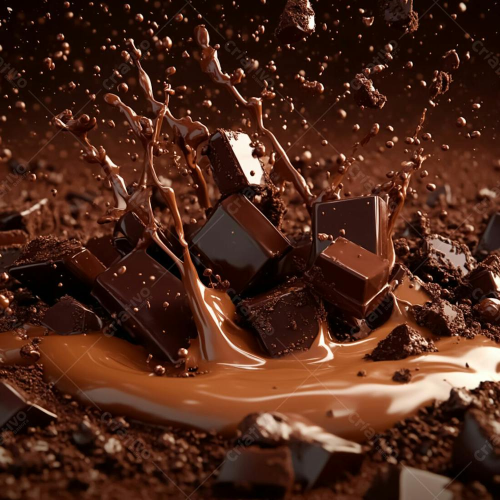 Imagem De Fundo Com Pedaços De Chocolate E Salpicos