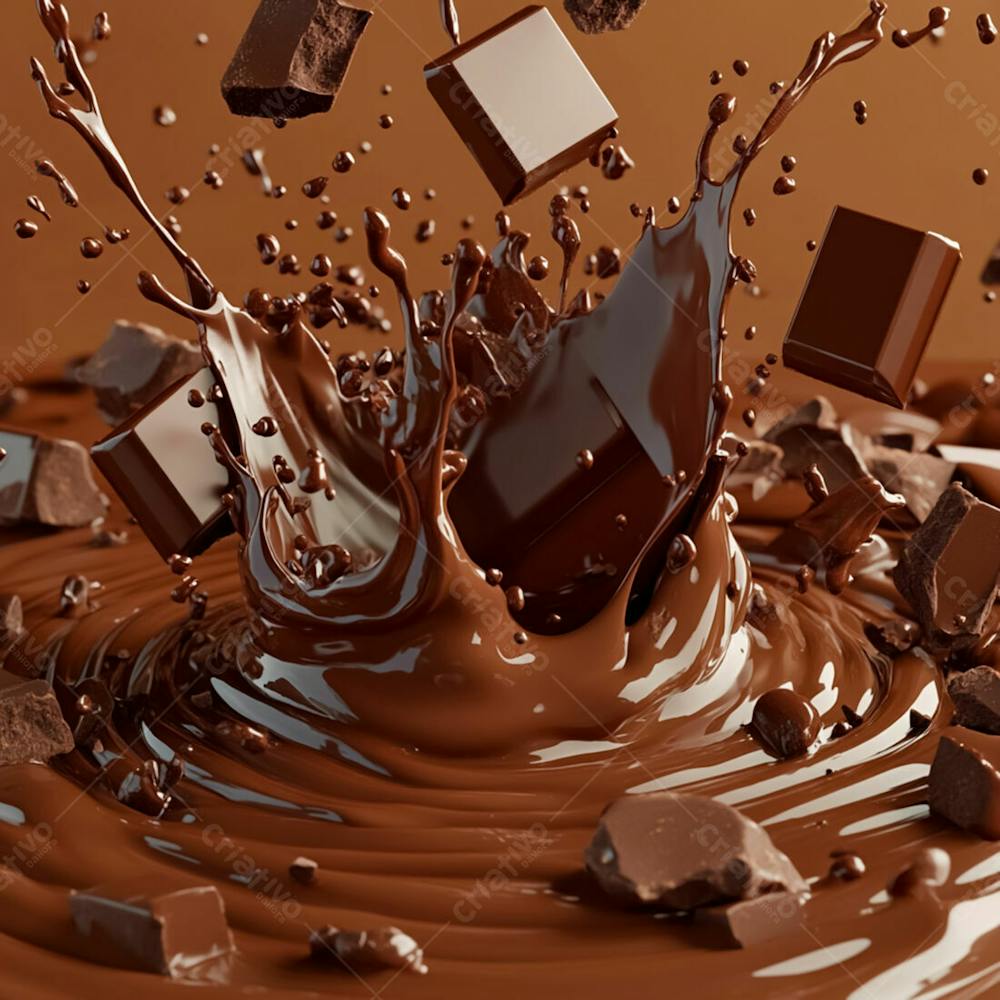 Imagem De Fundo Com Pedaços De Chocolate E Salpicos