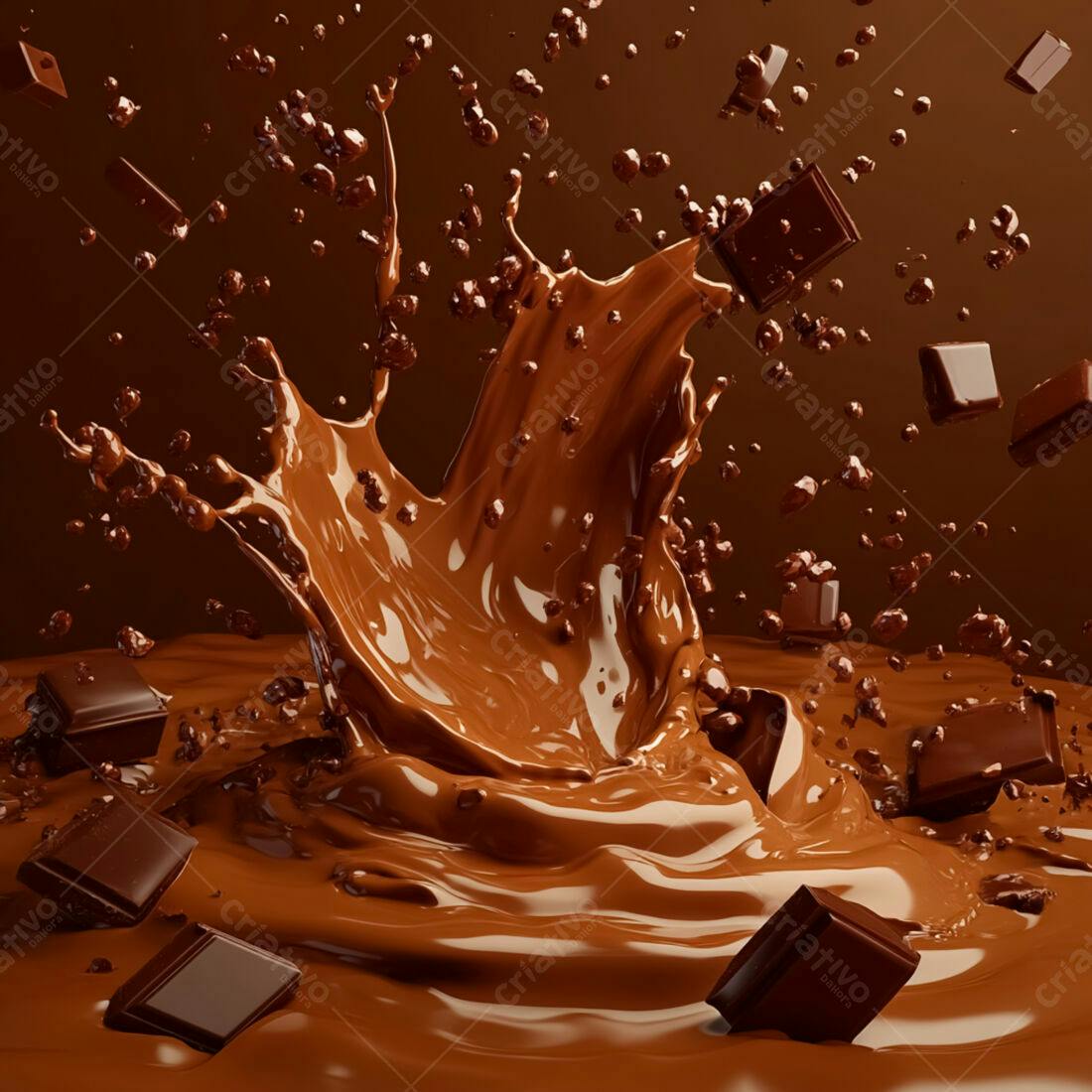 Chocolate derretendo em explosão marrom