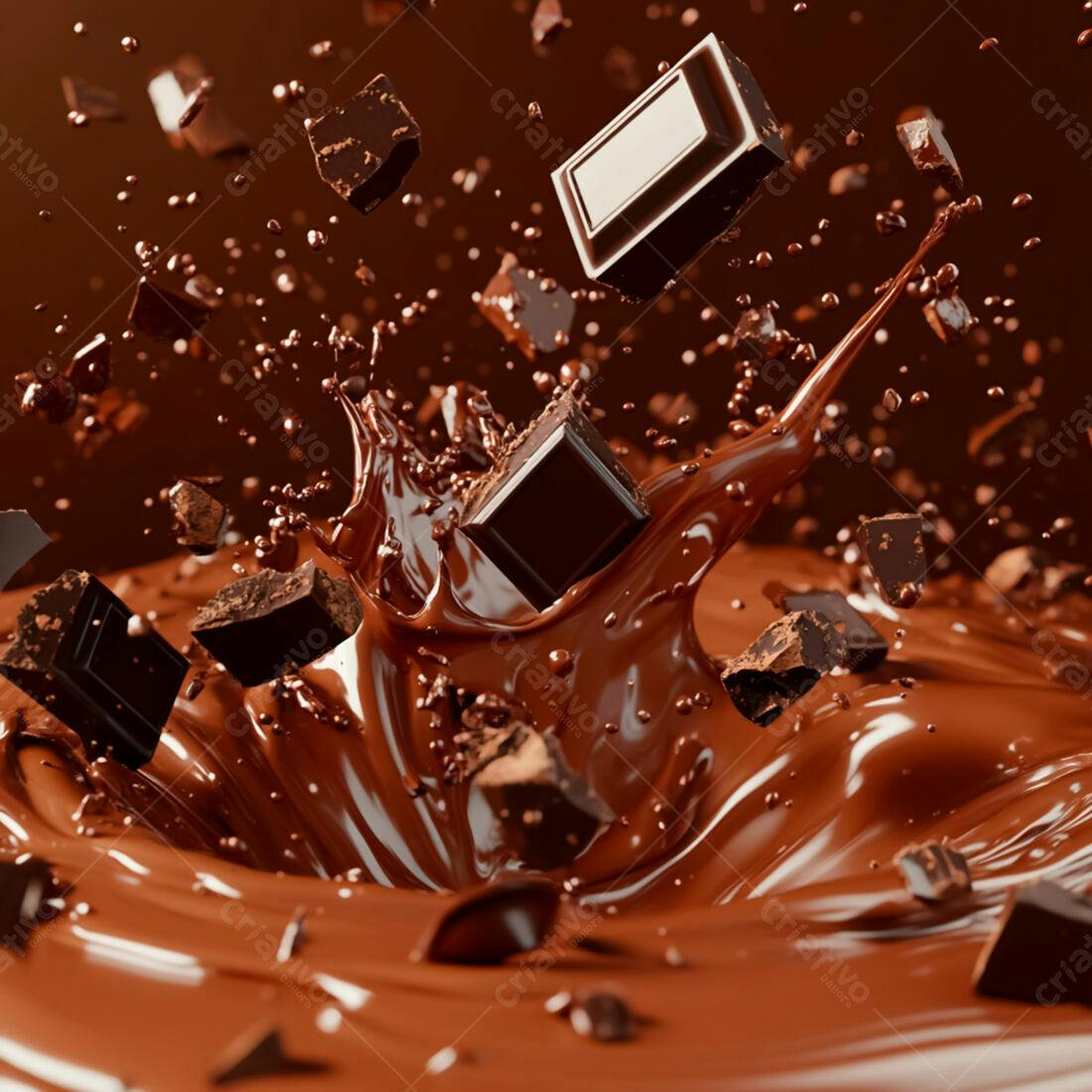 Chocolate derretendo pedaços caindo