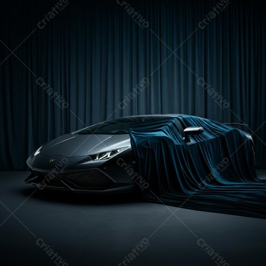 Lamborghini Huracán coberto por tecido azul escuro