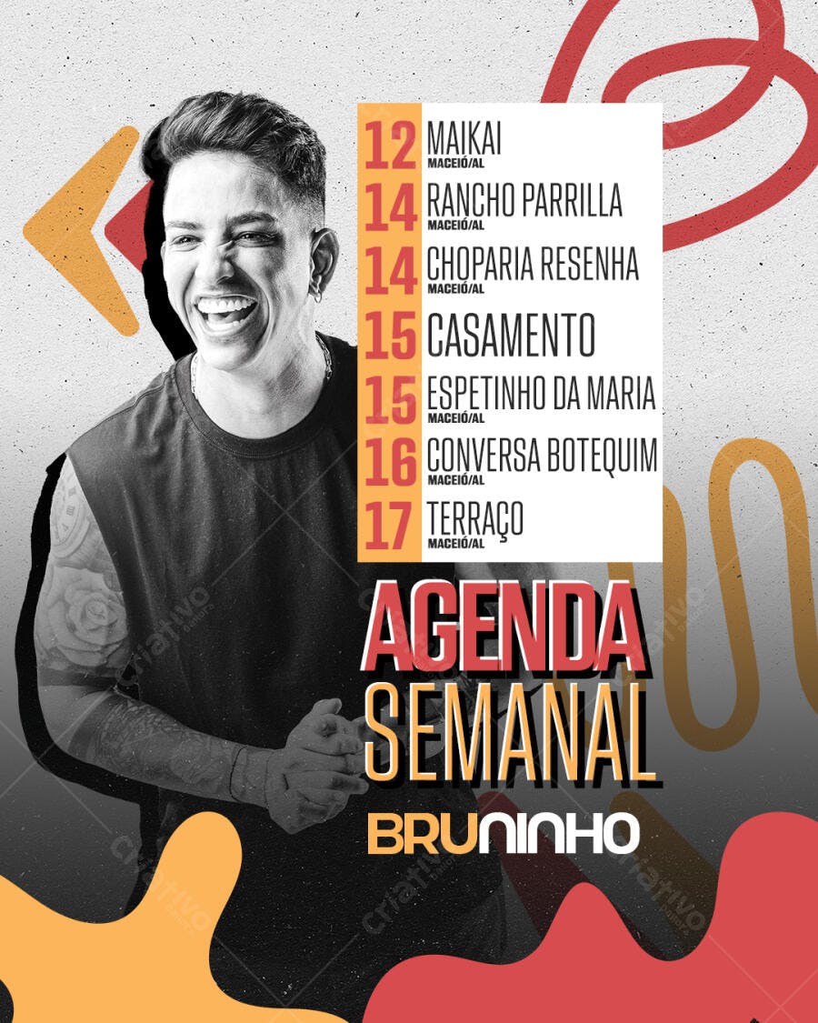 Flyer Agenda Semanal Bruninho PSD Editável