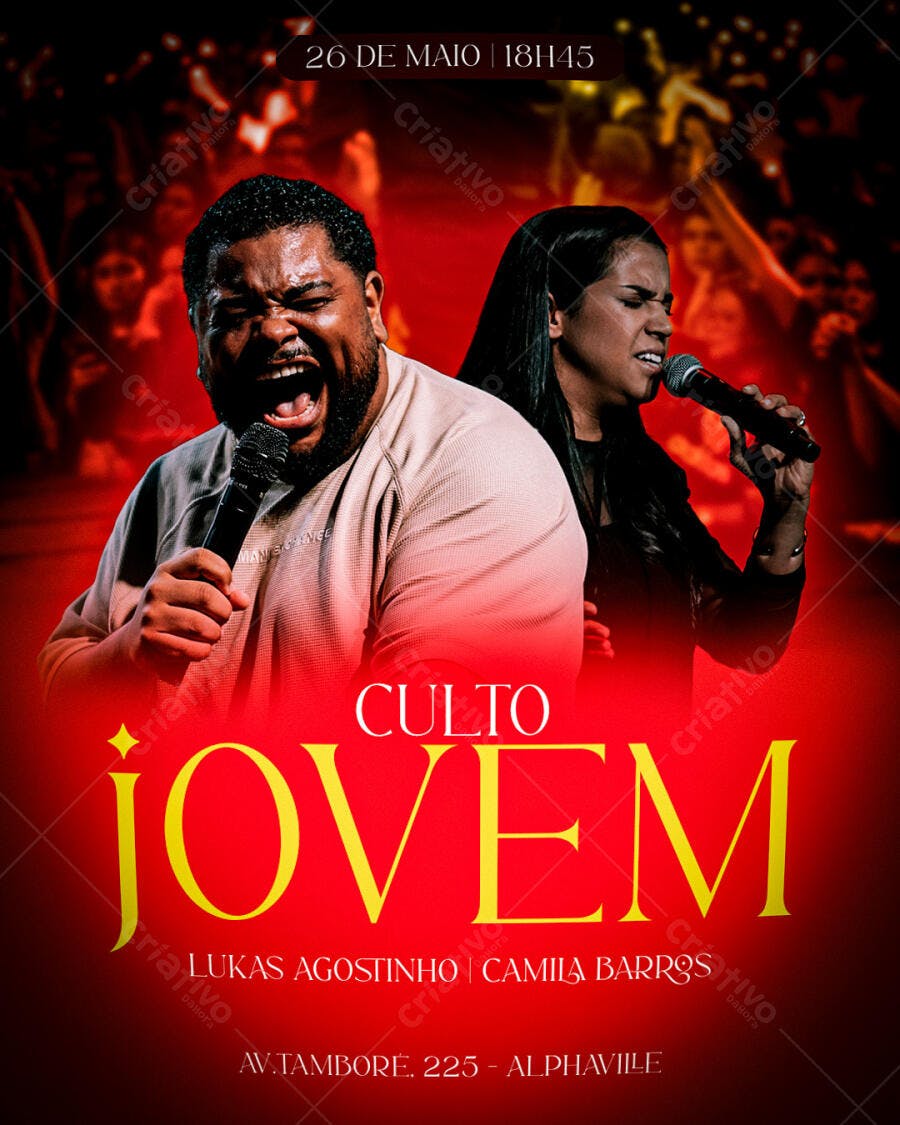 Flyer para Culto Jovem 26 de Maio PSD Editável