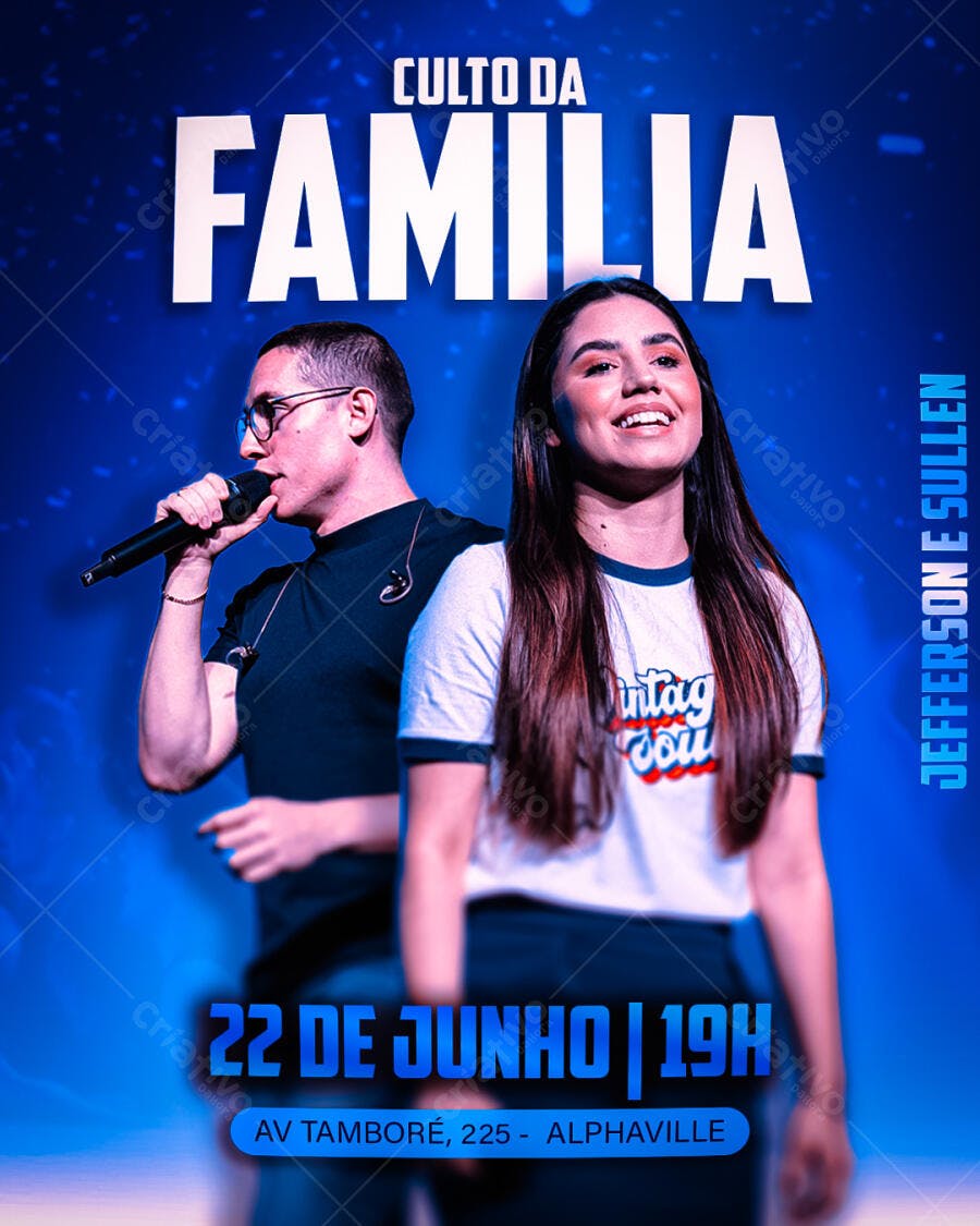 Flyer para Culto da Família PSD Editável