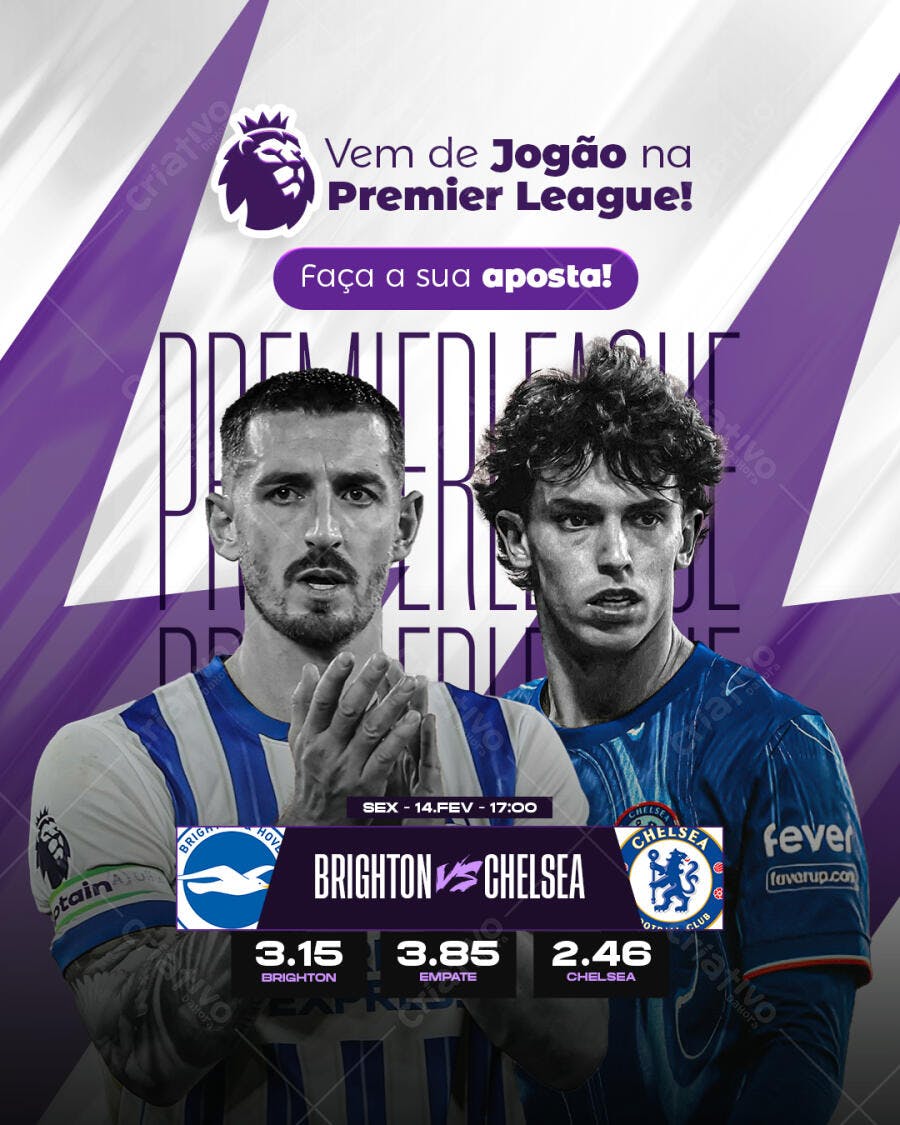Flyer Premier League Brighton x Chelsea 14/Fev PSD Editável