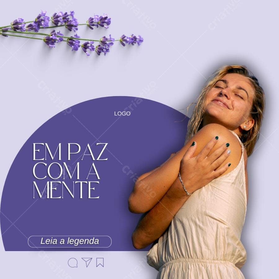 Post Instagram Bem-Estar com tons roxos Editável no Canva