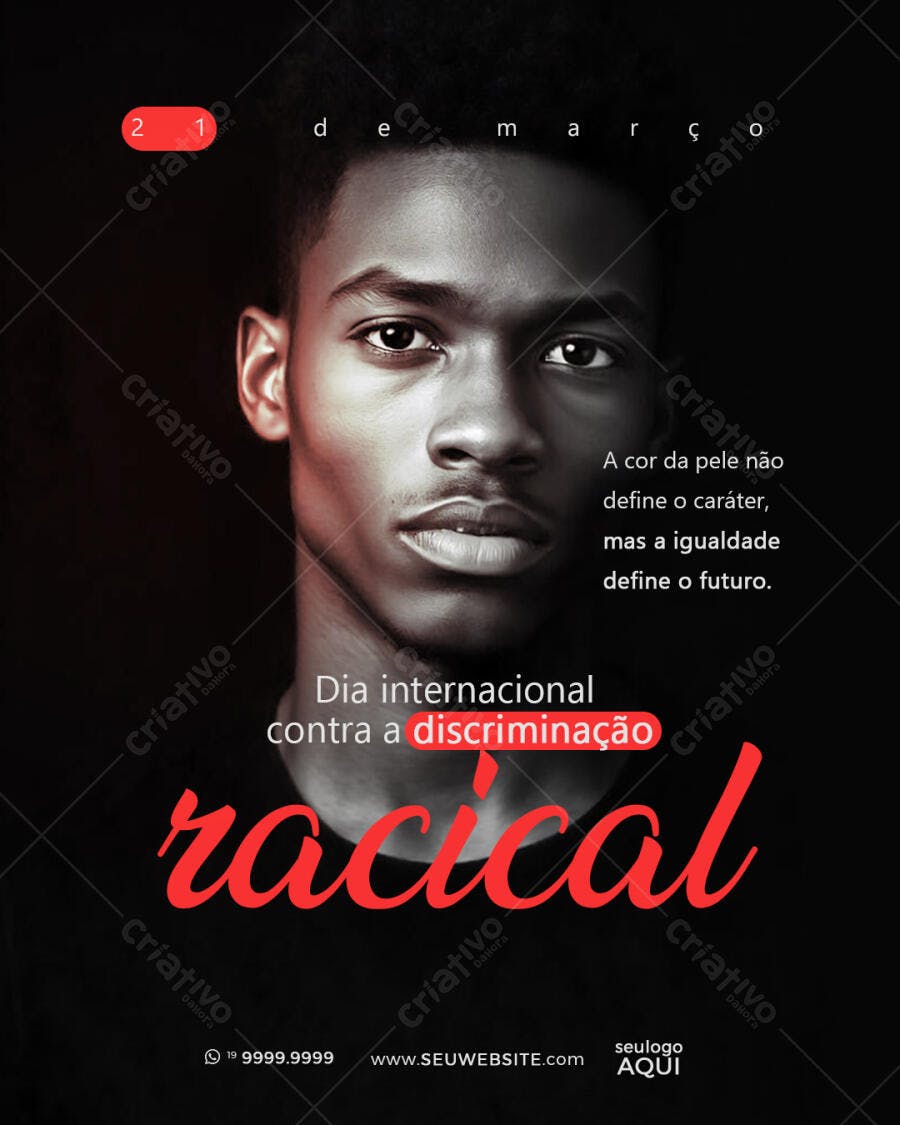 Flyer Dia Internacional Contra a Discriminação Racial PSD Editável
