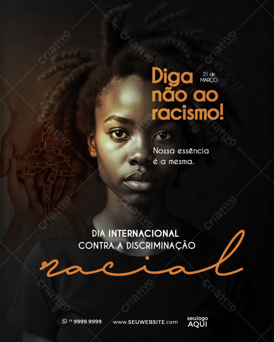 Flyer Dia Internacional Contra a Discriminação Racial PSD Editável